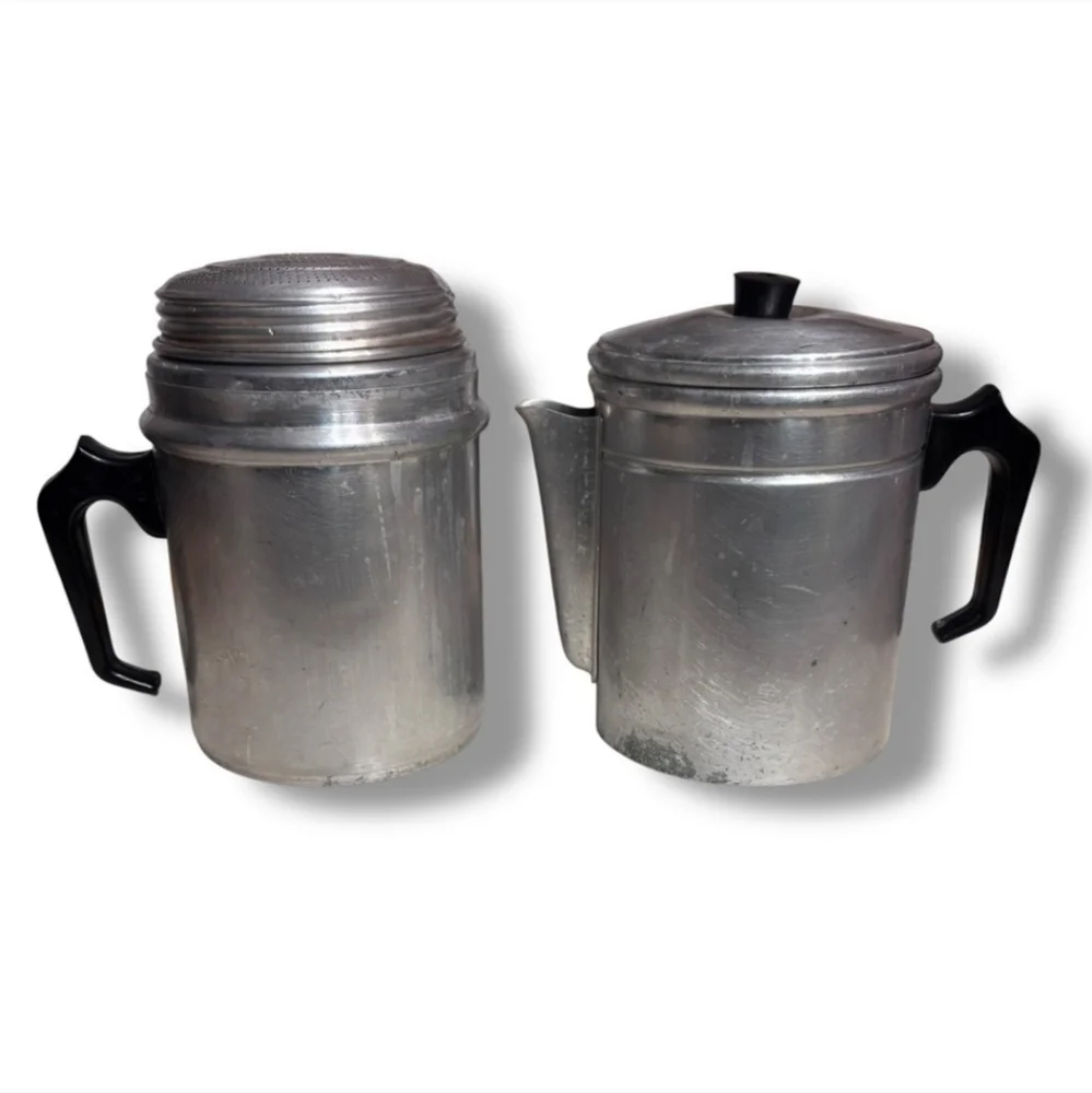 VINTAGE Aluminum Neapolitan Flip Coffee Pot